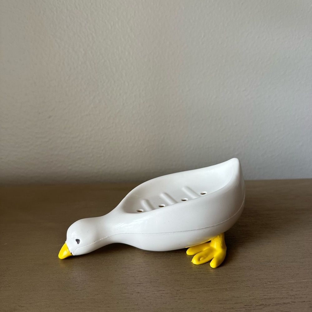 White and Yellow Duck Soap Dish